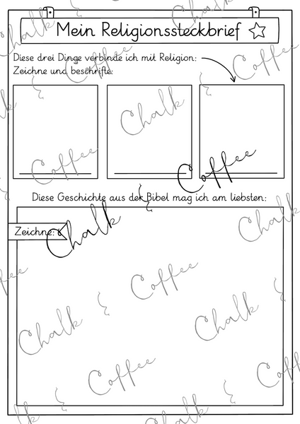 Steckbrief Religion - Vorlage für den Schulanfang/ Jahresbeginn