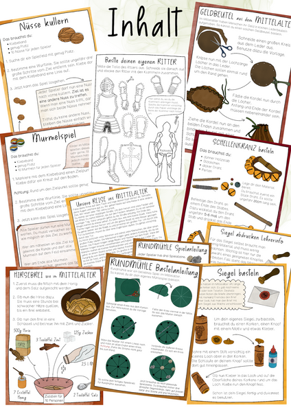 Mittelalter Spiel- & Bastelanleitungen - Aufgaben, Spiele & Basteln (PDF)