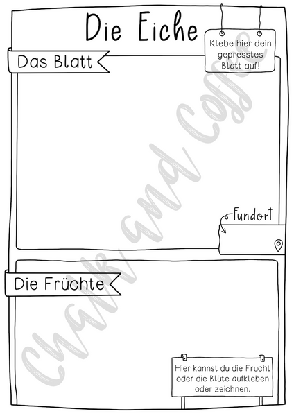 Herbarium Heimische Bäume - Vorlage für gepresste Blätter (PDF)