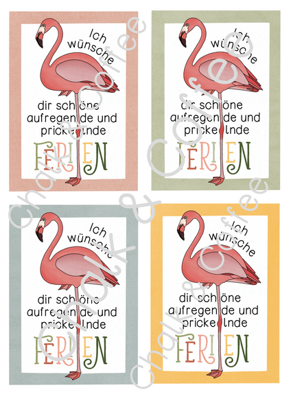 Feriengruß Brause - Feriengeschenk Sommerferien Flamingo (PDF)
