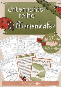 Marienkäfer Unterrichtsreihe - Arbeitsblätter, Bastelanleitung, Texte  (PDF)