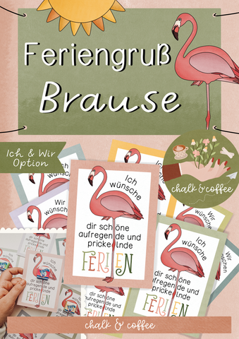 Feriengruß Brause - Feriengeschenk Sommerferien Flamingo (PDF)