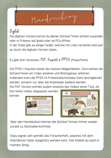 Lernwerktstatt - Der Wolf - analog und digital als interaktive PDF