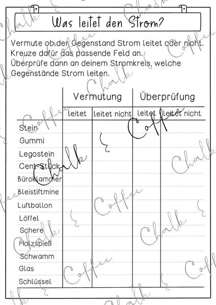 Unterrichtsreihe Strom - Arbeitsblätter, Experimente & Lösungen (PDF)