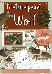 Wolf Materialpaket - Lernwerkstatt (interaktiv & analog), Tafelmaterial und Forscherheft