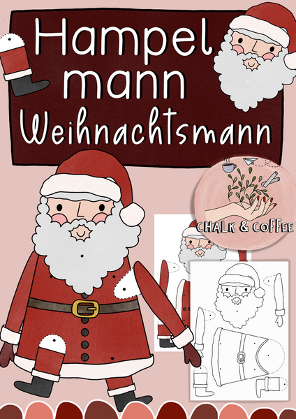 Weihnachtsmann Hampelmann - Musterbeutelklammer-Puppe Nikolaus Bastelvorlage (PDF)