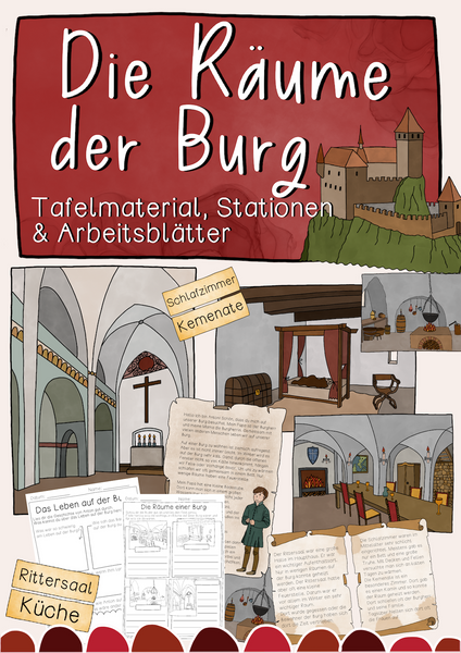 Die Räume der Burg - Bildkarten, Arbeitsblätter & Texte (PDF)