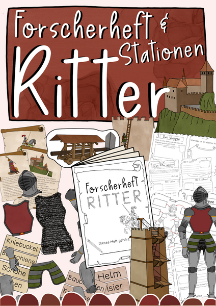 Ritter Forscherheft & Stationenlernen - Wappen, Rüstung und Burg (PDF)