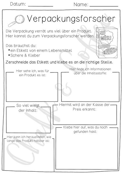 Unterrichtsreihe Gesunde Ernährung - Arbeitsblätter, Texte (PDF)