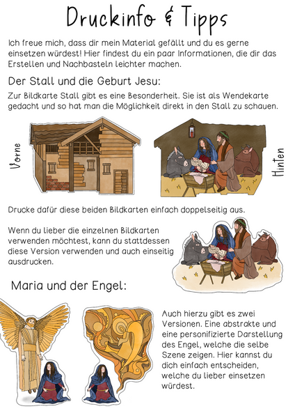 Weihnachtsgeschichte Tafelmaterial - Bildkarten & Textkarten zur biblischen Weihnachtsgeschichte (PDF)