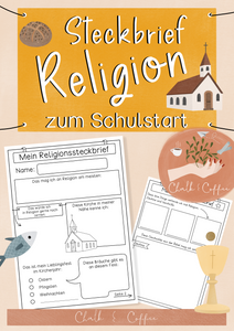 Steckbrief Religion - Vorlage für den Schulanfang/ Jahresbeginn