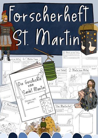 Forscherheft Sankt Martin - Aufgaben zum Nacherzählen der Mantelteilung (PDF)