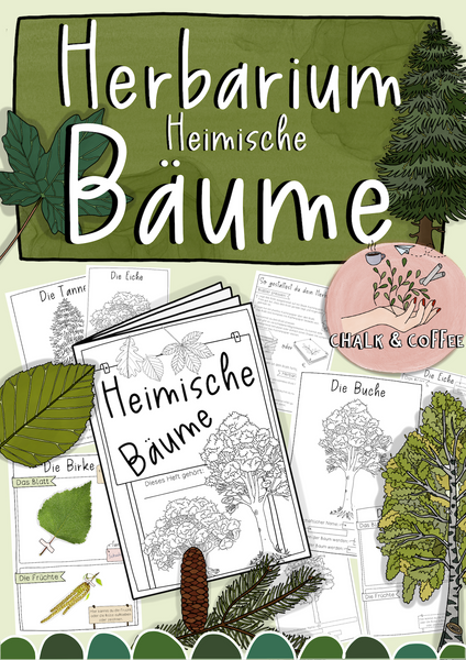 Herbarium Heimische Bäume - Vorlage für gepresste Blätter (PDF)