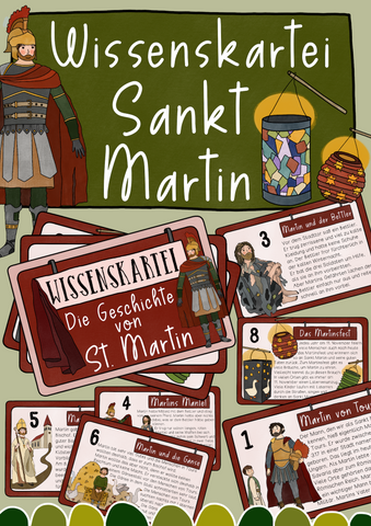 Wissenskartei Sankt Martin - Lesekarten zur Mantelteilungserzählung (PDF)