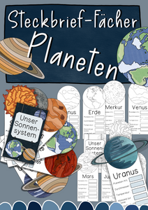 Steckbrief-Fächer Planeten & Sonnensystem - Bastelvorlage zu den Planeten (PDF)