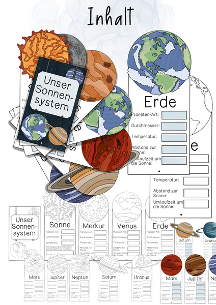 Steckbrief-Fächer Planeten & Sonnensystem - Bastelvorlage zu den Planeten (PDF)